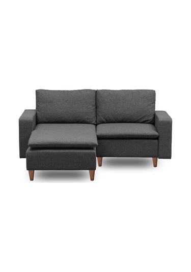 Lungo Modüler Mini Köşe Koltuk Takımı L Koltuk - Koyu Gri Keten Koyu Gri