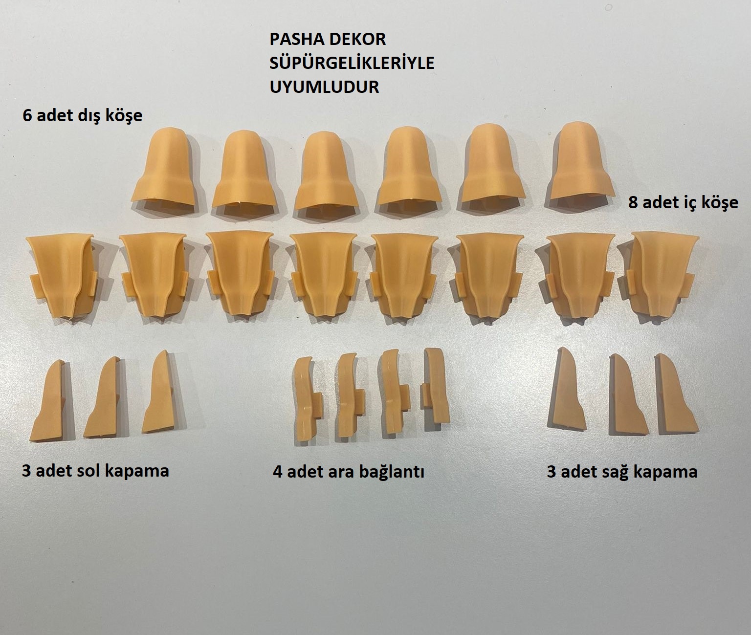 6 Cm Sütlü Kahve Süpürgelik İç Köşe Dış Köşe Aparat