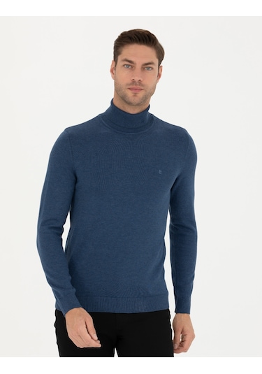 Pierre Cardin Erkek İndigo Melanj Triko Kazak 50276162-vr155 İndigo Melanj
