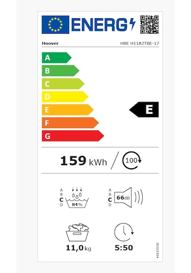 Hoover 31102852 HRE-H11A2TBE-17 11 KG Isı Pompalı Çamaşır Kurutma Makinesi