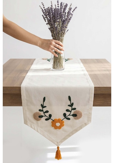 Sarı Papatya Punch İşlemeli Runner 35x140 Cm Çok Renkli