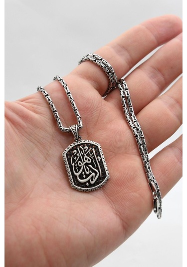 Edeb Ya Hu Yazılı 925 Ayar Gümüş Kolye Kral Zincir 2mm 902427 Gümüş