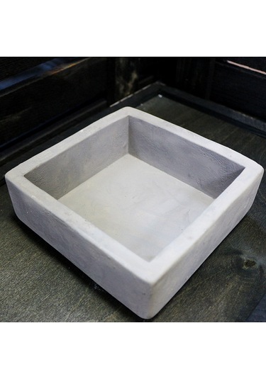 Kare Beton Saksı 10cm Gri