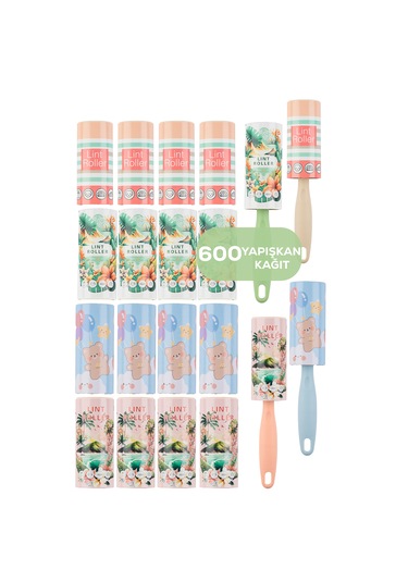 Porsima Kedi Köpek Tüy Toplayıcı 4 Adet Aparat + 20 Adet Yedek Rulo 600 Yaprak Renkli