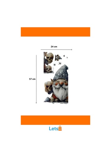 Gotik Cüce Ve Kafatası Temalı Duvar Sticker Çok Renkli