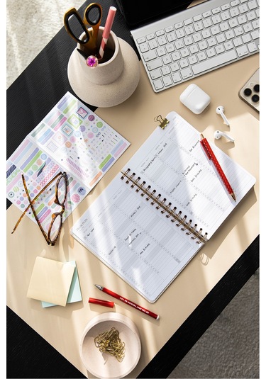 2026 A5 Spiralli Keten Haftalık Ajanda 12 Aylık - Lila Lila