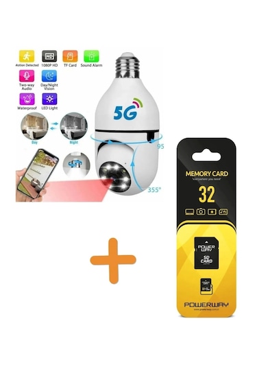 Wifi 360 Panoramik Ampul Kamera Güvenlik Kamerası Çift Wifi 360 Derece Gece Görüşlü