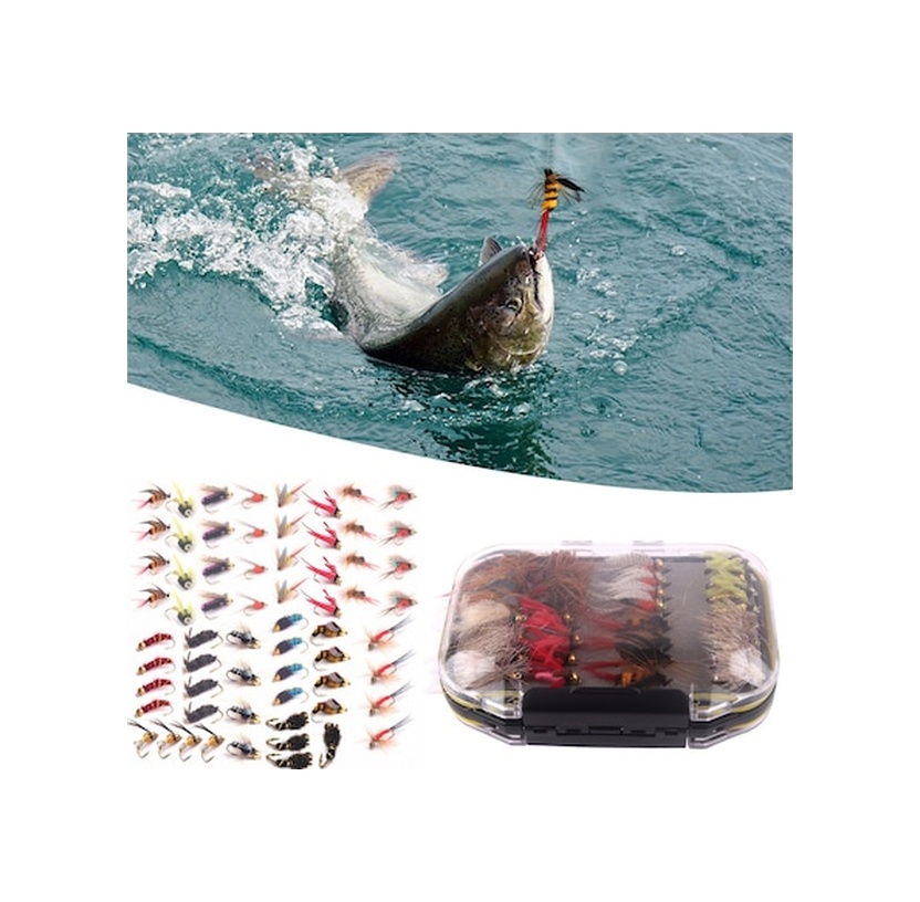 Novahub 64 Parça Yapay Sinekli Olta Yemi Seti - Çeşitli Balıklar İçin Biyomimetik Tasarım, Kapsamlı Balık Avı Seti