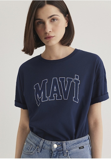 Mavi - Mavi Logo Baskılı Lacivert Tişört 1611193-70488 Lacivert