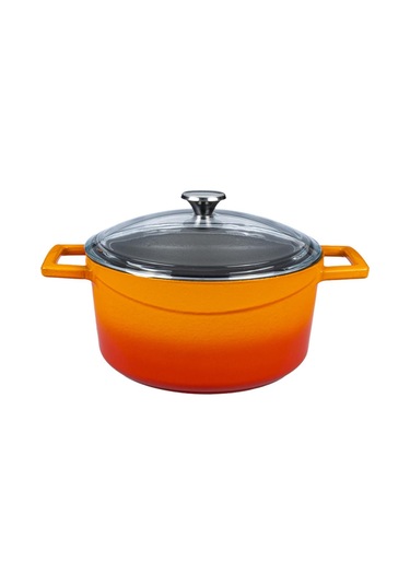 Lava Döküm Yuvarlak Tencere Cam Kapaklı Glaze 28 CM