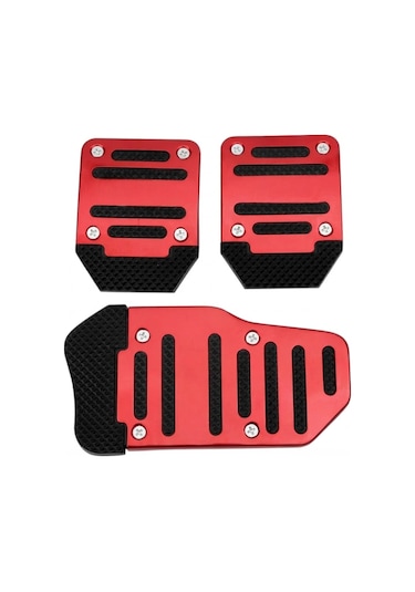 Universal Manuel Metal Pedal Seti 3 Parça Kırmızı