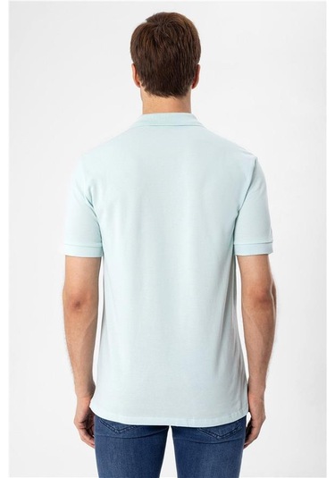 Su Yeşili Slim Armürlü Polo Yaka Tişört Su Yeşili