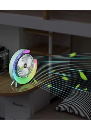 Masaüstü Vantilatör Usb Şarjlı Rgb Led Işıklı 3 Kademeli 180 Ayarlanabilir Soğutucu Fan Pembe - 9089572426389ynt