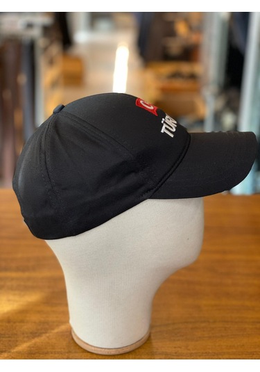 Türkiye Bayrak Nakışlı Pamuklu Unisex Cap Şapka Siyah