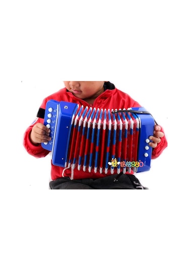 H.oner 3 Bas 7 Sesli Çocuk Boy Körüklü Akordeon-mavi Renk