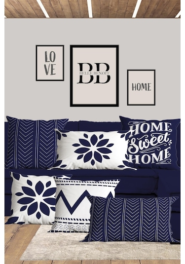 Belle Benoit Baskılı Dikdörtgen 6'lı Koltuk Kırlent Kılıfı Dese28