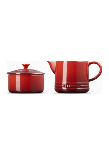 Le Creuset Seramik Sütlük Ve Şekerlik Seti Cezveler Kırmızı 1