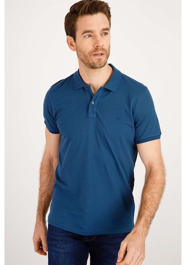 Igs Marin Modernfit Dar Kalıp Erkek Polo Yaka Tişört Mavi
