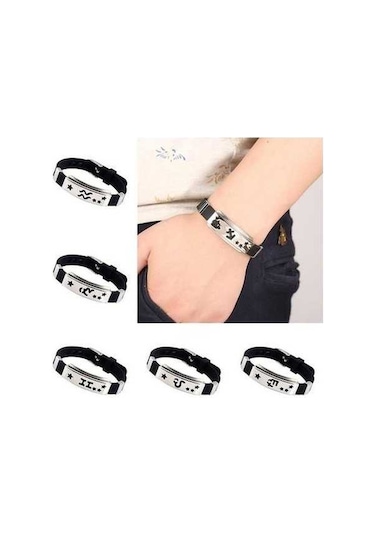 Fastbuy Erkek Burç Paslanmaz Çelik Silikon Bileklik Toka Manşet Bilezik Terazi Çok Renkli Çok Renkli
