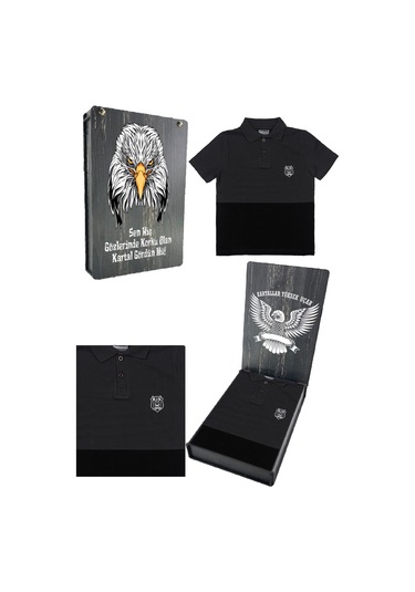 Beşiktaş Polo Yaka Çocuk T-shirt + Ahşap Kutulu 001