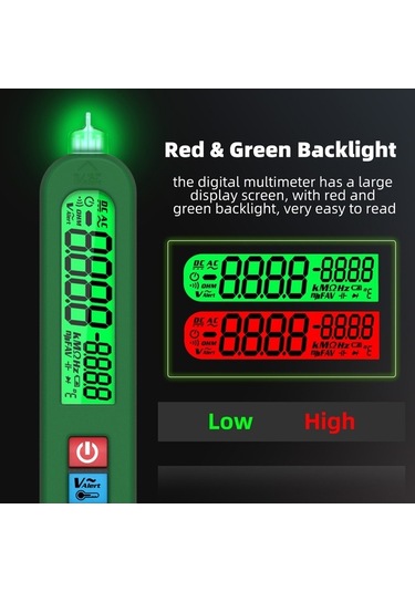 Artfulabode Profesyonel Dijital Multimetre, Voltaj Test, Renkli Ekran, Otomatik Kapanma, Fener Fonksiyonlu Çok Renkli
