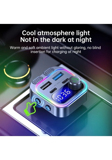 Honeybeeshop Kablosuz Araba Şarj Cihazı Mp3 5.4 66w Hızlı Şarj Pd Qc3.0 Usb Çift Mikrofonlu Hd Ekran Müzik Çalma Araba Ses Sistemi