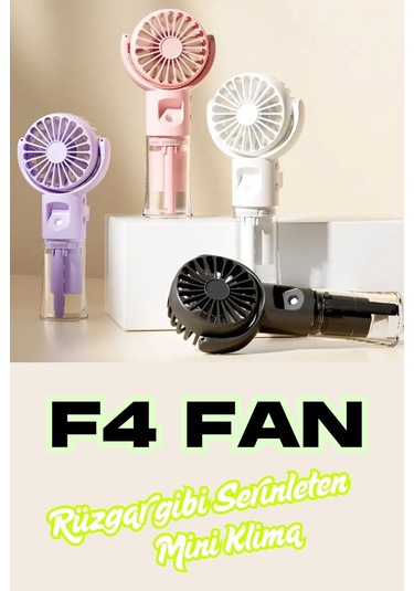 Wearfitpro F4 Şarj Edilebilir Mini El Spreyli Fan Rüzgar Enerjisi Etkili Masaüstü Su Buharlı Vantilatör Pembe
