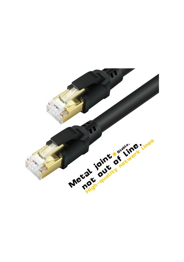 Yunboo Yüksek Hızda Cat8 Ethernet Kablosu - 40gbps, 2000mhz, 10 Metre, Siyah Uçlu