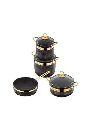 Brioni Royal Stone Tencere Seti 7 Parça Kumtaşı& Altın