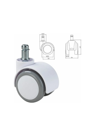 Brabıx Ofis Koltuğu Tekerlekleri, Kauçuk Dişli Set 5 Adet 415726102 Beyaz