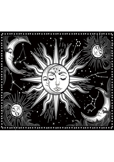 Suofeng Bohemya Stili Flanel Duvar Dekoru - Yatak Odası, Oturma Odası Dekorasyonu, Çok Amaçlı 150x100cm Duvar Battaniyesi Siyah Ve Beyaz