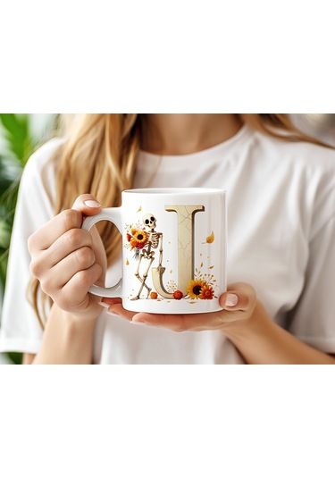 J Harfi Pembe Kareli Kalpli Göz Emojili Kupa Bardak Eğlenceli Kareli Tasarım Kahve Çay Kupası Beyaz