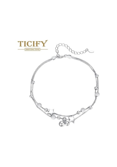 Moda Çift Katmanlı Yıldız Çan Bileklik Yıldız Çok Yönlü Takı Beyaz