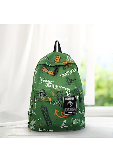 Suntek Graffiti Sırt Çantası Dizüstü Bilgisayar Günlük Yeşil