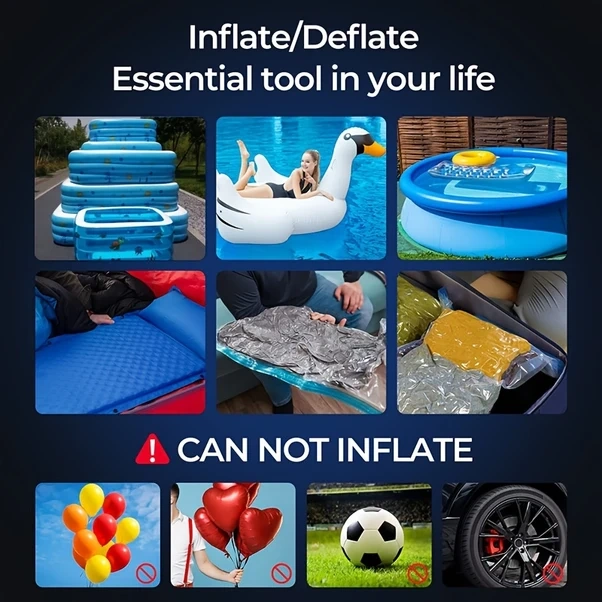 Willowhaven Siyah Kablosuz Taşınabilir Çift Amaçlı Elektrikli Hava Pompası Yüzme Havuzu Şişme Yatak Ve Simit İçin