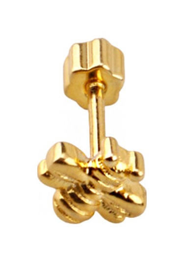 Liu S 24 Arı Gümüş Piercing 925 Ayar, Altın Kaplama, Zirkon Taşlı Ms3839 Altın