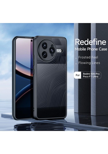 Redmi K80 Pro / Xiaomi Poco F7 Ultra Dux Ducıs Aimo Serisi Tpu Pc Buzlu Hissediyorum Telefon Kılıfı Siyah Siyah