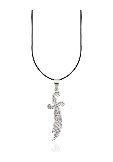 Oya Silver Lazer İşlemeli Hz. Ali Zülfikar Ya Ali Gümüş Kolye Ucu 6.3x1.8cm Oyot322