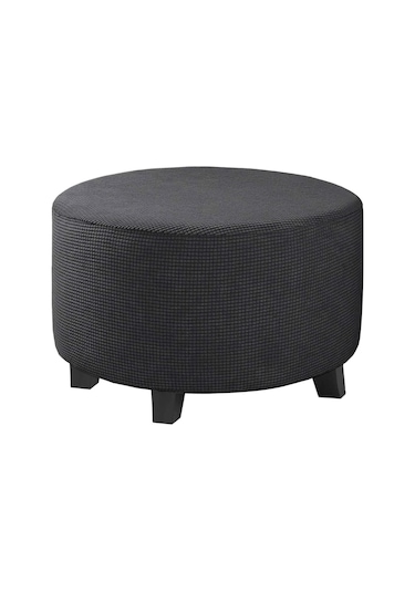 Jms Koyu Gri Streç Osmanlı Yuvarlak Osmanlı Kapakları Çıkarılabilir Tabure Kapakları Depolama M