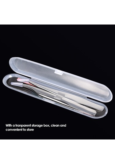 Teltree "2'li Paslanmaz Çelik Kirpik Uzatma Maşası Seti - Düz Ve Kavisli Uçlu, Taşıma Kutusu Hediyeli"