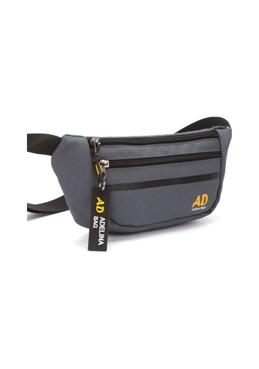 Unisex Çapraz Askılı Telefon Bölmeli Bel Ve Omuz Çantası Gri