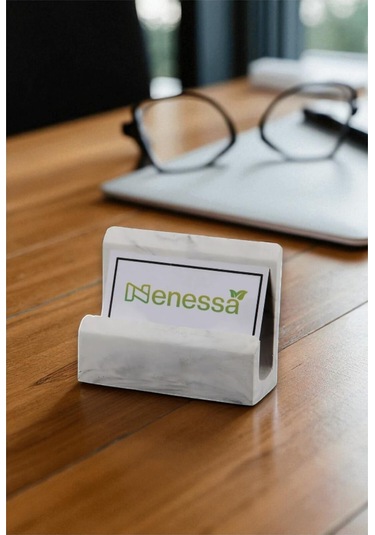 Mermer Desenli Beton El Yapımı Kartvizitlik Ofis Kartlığı