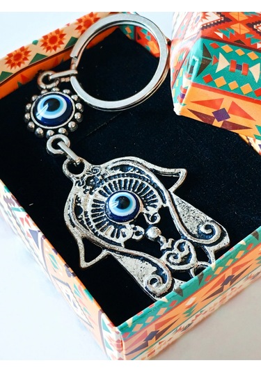 Moncuk Design Nazar Boncuklu Fatımanın Eli Metal Anahtarlık