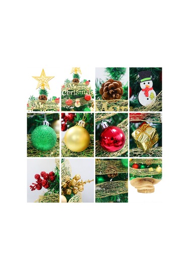 Suofeng 45cm Pvc Yeşil Masaüstü Noel Ağacı Seti - Dıy Yıldız Şeritli, Aydınlatmasız, Ev/restoran Dekorasyonu, Stüdyo Ve Sofra Süsleri Çok Renkli