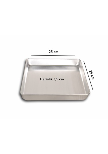 5 Adet - Tek Kullanımlık Alüminyum Tepsi - 25x25x3,5 Cm 105 Gr Gri