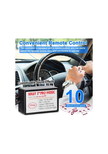 Supermarket1 Araç Kornası Sesli Uyarıcı - 10 Ses, Uzaktan Kumanda, 12-24v, Araç Kornası Alarmı