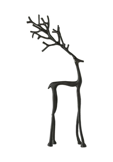 Moveevo Büyük Boy Siyah Asevi Eliflik Heykeli - Modern Metal Dekoratif Noel Figürü, Ev Ofis Mutfak Odası Süs Eşyası