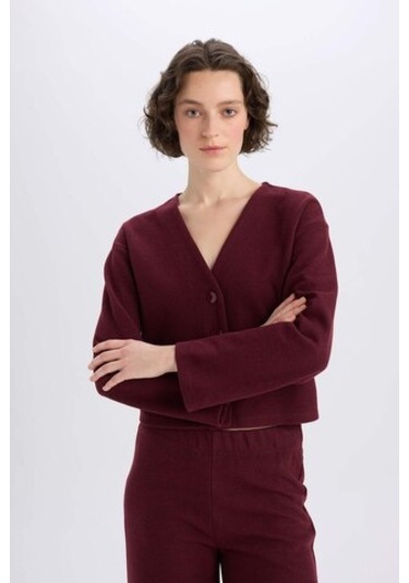 DeFacto 2'li Takım V Yaka Düğmeli Hırka Esnek Belli Geniş Paça Pantolon E9859AX24WNBR34