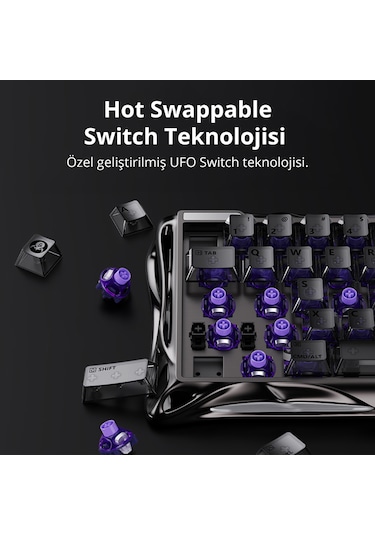 Gravastar Mercury V60 Pro Hall Effect Manyetik Switch Gaming Klavye, Hot-swappable, Rapid Trigger, 8