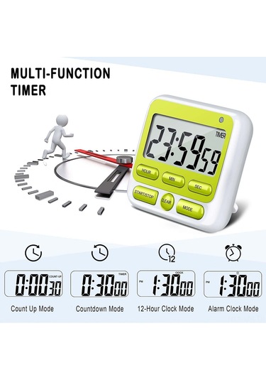 Geeroyoo Pratik Mutfak Kronometresi - Büyük Ekranlı, Ayarlanabilir Alarmlı Manyetik Dijital Zamanlayıcı